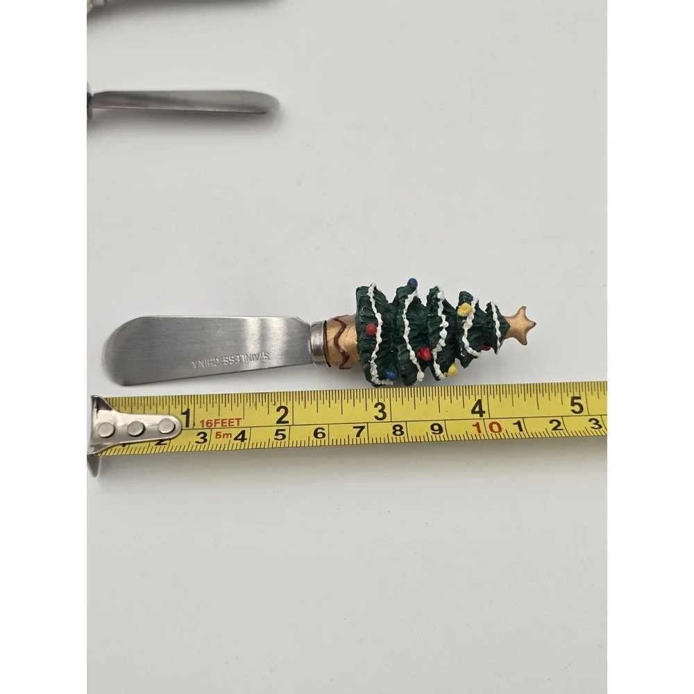 Lot Of 14 Cheese Spreaders Christmas Variety Stainless Steel  Resin Santa Bear